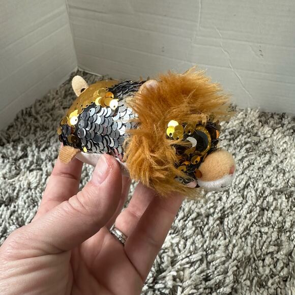 Ty Regal Flippables Sequin Teeny Beanie Boo Gold Lion - Picture 2 of 11